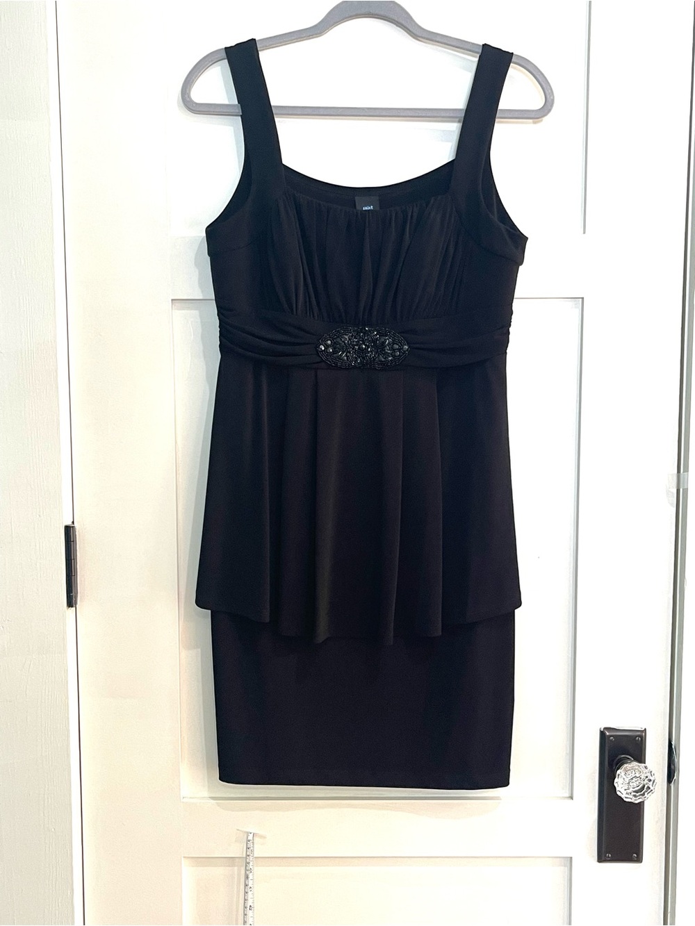 Saint Tropez West Black Sleeveless Embellished Peplum Mini Dress